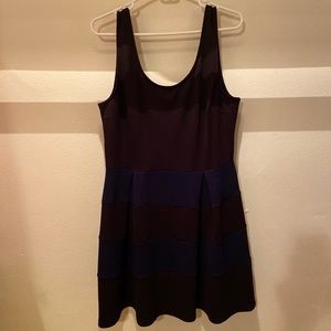 Black and Navy Stripe Skater Dress 2X